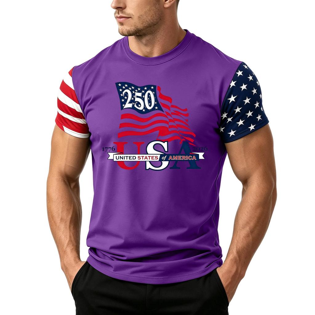 Men's Loose Fit Casual Short Sleeve T Shirt Featuring Flag Print Suitable for Summer Daily Wear Lightweight Comfortable Fabric