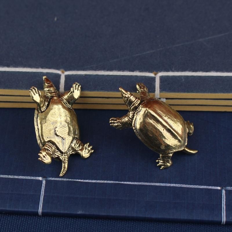Retro Messing Schildkröte Ornament Statue Metall Tier Skulptur Home Büro Dekoration Ornament Tee Haustier Handwerk