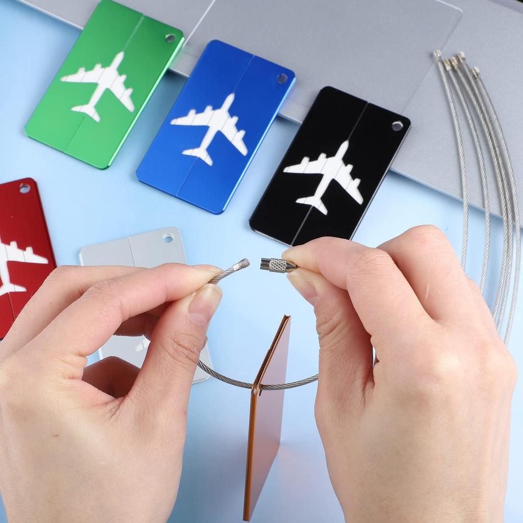 5 Peças de Etiquetas de Bagagem de Avião de Alumínio Amigáveis à TSA Etiquetas de Identificação para Mala de Viagem