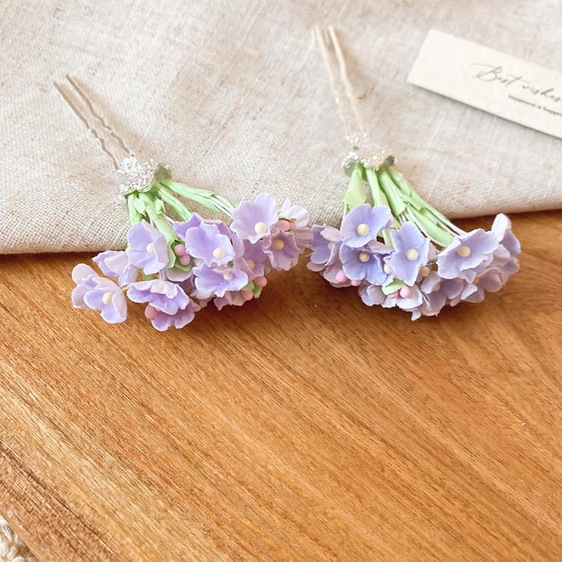 Sweet Pastel Floral Hair Clips Artificial Flower Bouquet U Pins Delicate Hair Accessories For Wedding Party Daily Hair Styling