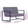 2 Seater Sofa with Armrests Light Grey Steel Frame and Fabric Upholstery