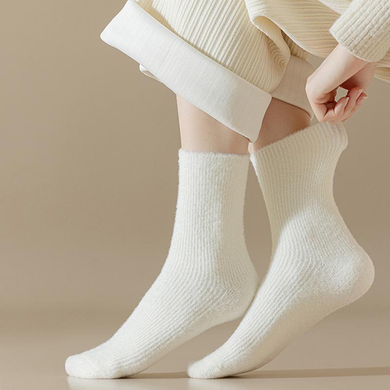 Female Autumn and Winter Thickened Warm Coral Velvet Towel Floor Sleeping Long Tube Socks