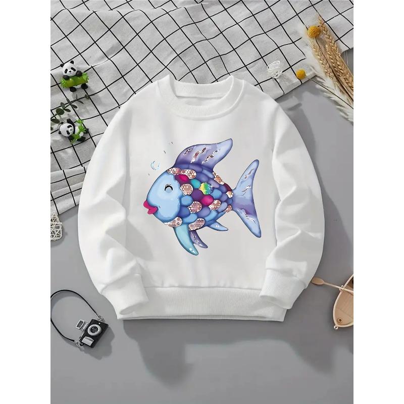 Unisex Clothes, Round-neck Pullover Shirt, Girl's Long-sleeved T-shirt, Crewneck Sweatshirt, Cute Print Sweatshirt, Soft Casual Sweatshirt, Easy