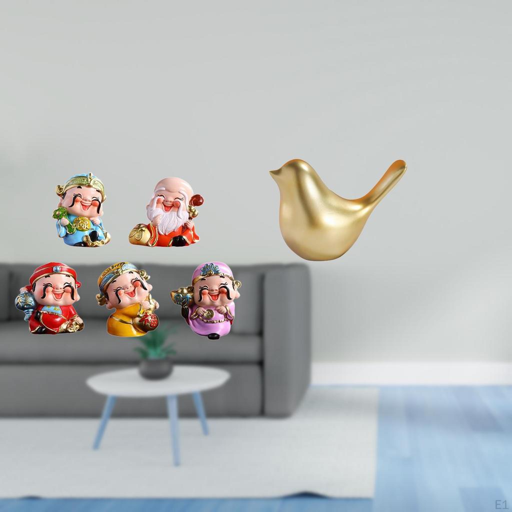 Fortune God Resin Figurines And Golden Bird Animal Statues Modern Tabletop Sculpture for Bedroom