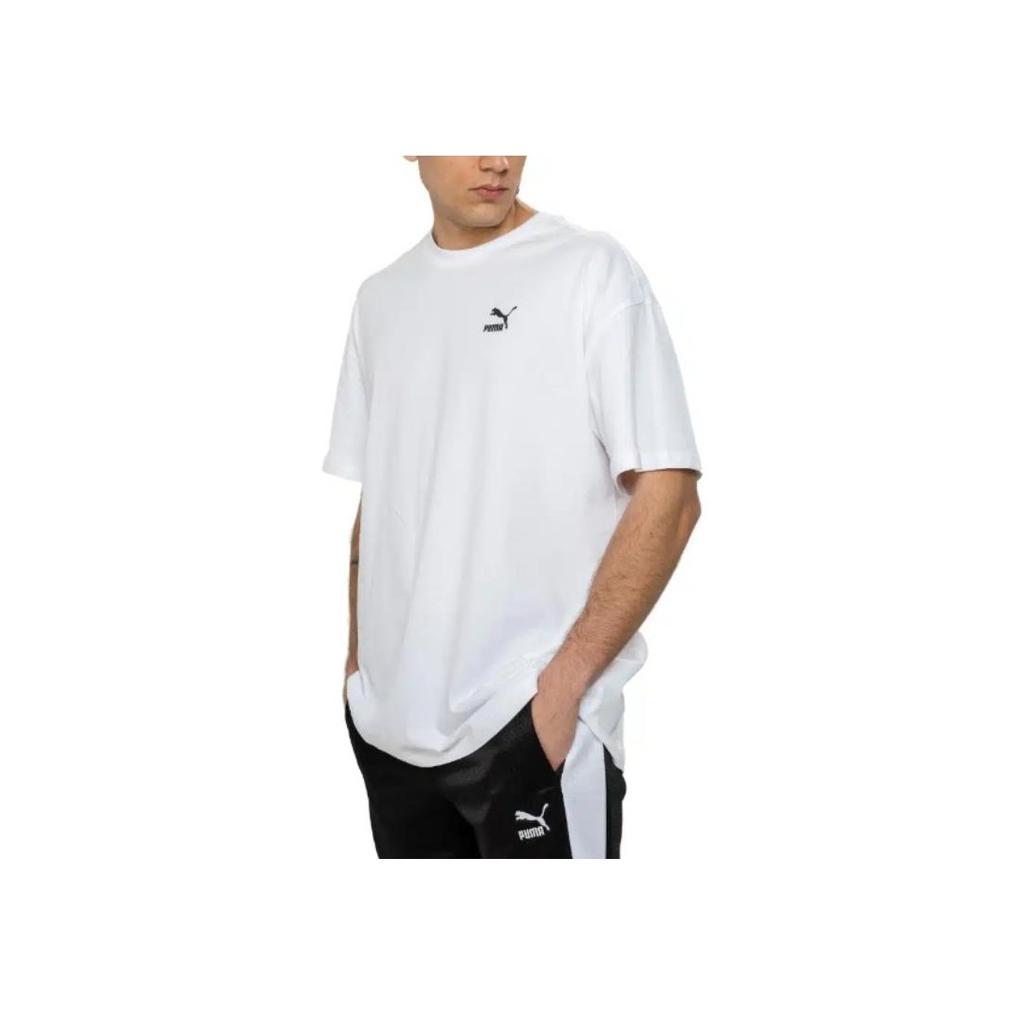Puma Logo Print Solid Color Crew Neck Short Sleeve T-Shirt Men Tops White 538070-02