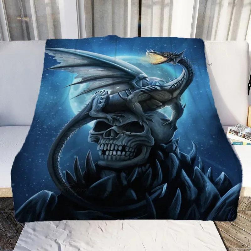 Cartoon Dragon Art Throw Blanket Super Soft Flannel Couch Cover Cozy Animal Pattern for Mattress Sheet