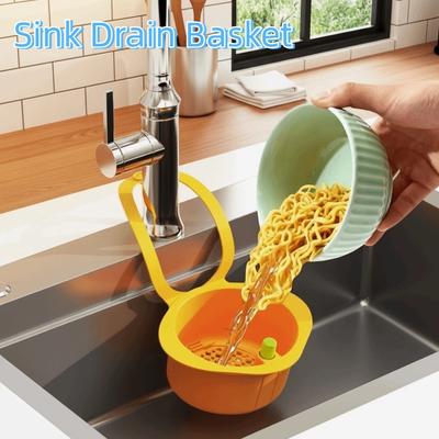 4PCS Hanging Sink Drain Basket Removable Quickly Drain Fruit Washing Basket Openable Bottom Cover Multi-functional