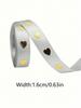 5 Yards Festive Golden Heart Ribbon High-Quality Polyester Holiday Ribbon, Wedding Ribbons, Gift Decoration Ribbons, Small Cake Decoration Ribbons