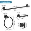 5 Pieces Black Towel Bar Set Stainless Steel Rustproof Bath Towel Holder Easy Installation Bathroom Hardware Set Hotel