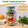 Salad Jars with Side Open Portable Detachable Plastic Container Leakproof Sauce Compartments Picnic Home Office Food Storage Box