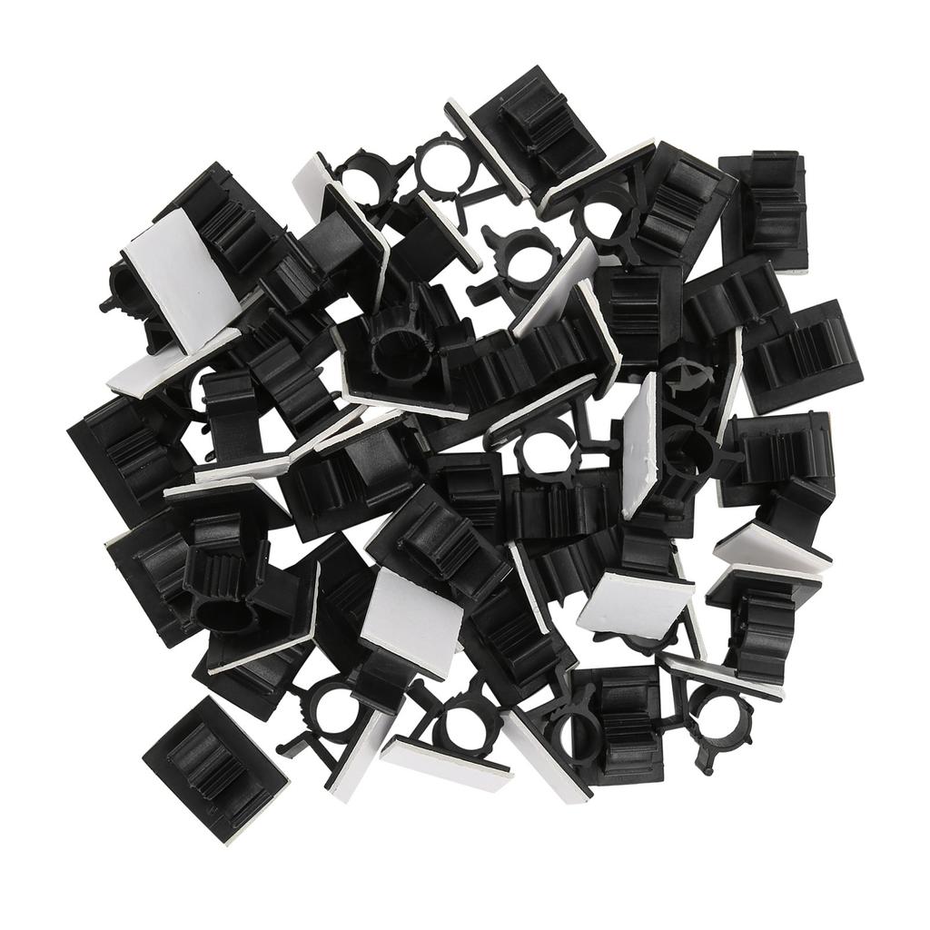 50pcs Cable Management Clips Adjustable Adhesive Nylon Wire Cord Clamp Organizer Black
