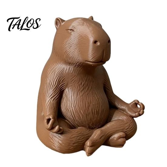 Relaxing Room Accessory Meditating Capybara Figurine, 3D Printed Yoga Statue, Zen Minimalist Home Decor Animal Ornament for Office Shelf Decoration