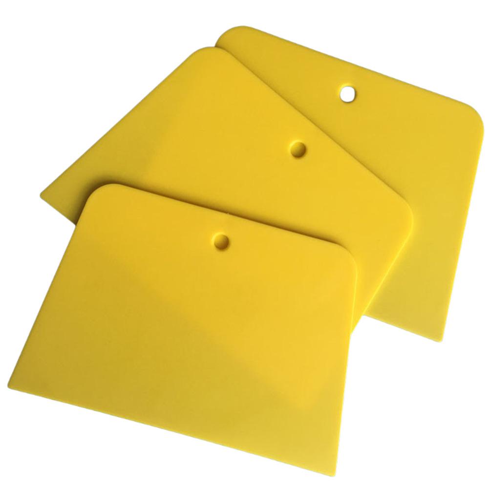 3Pcs Plastic Film Scraper Remove Air Bubbles Hard Soft Trapezoidal Plastic Scraper Automotive Bodywork Painting Putty Scraper