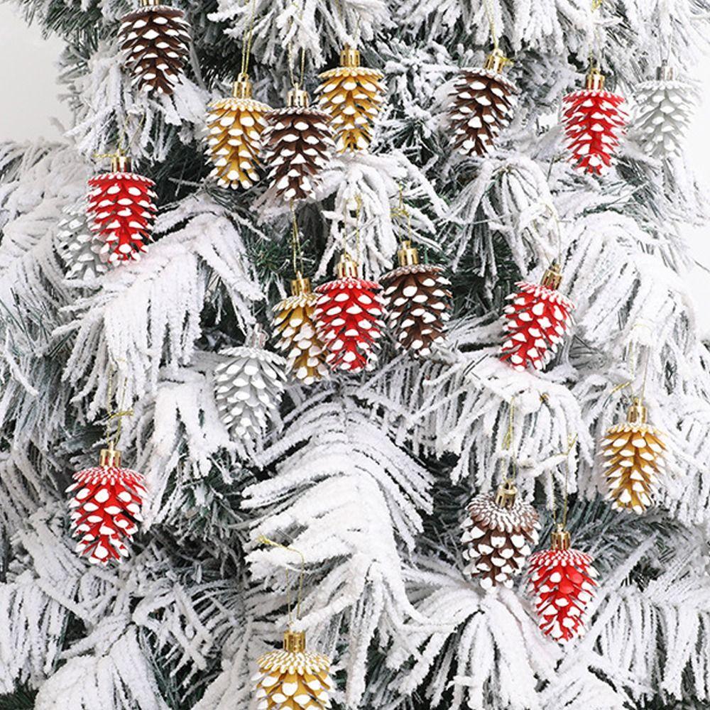 6pcs DIY Painted Christmas Pine Cone Plastic Christmas Tree Decoration  Home Xmas Decor