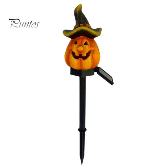 Solar Pumpkin Lantern Waterproof Pathway Ghost Pumpkin LED Light Resin Halloween Decoration Outdoor Ground Stake Lamp for Garden Lawn