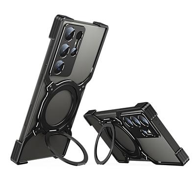 S23 Ultra Titanium Metal Bumper Case for Samsung Galaxy S24 Ultra S22 Plus Note20 Aluminum Alloy Frame Magnetic Charging Cover
