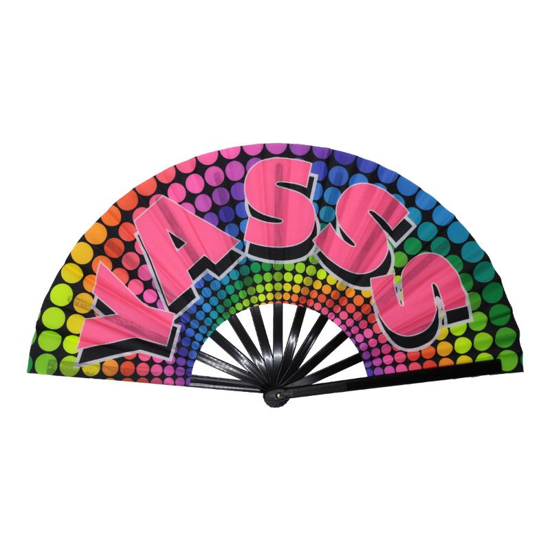 Glow In The Dark Folding Fan Rainbow Starry Sky Design Portable Decor for Party Stage Performance