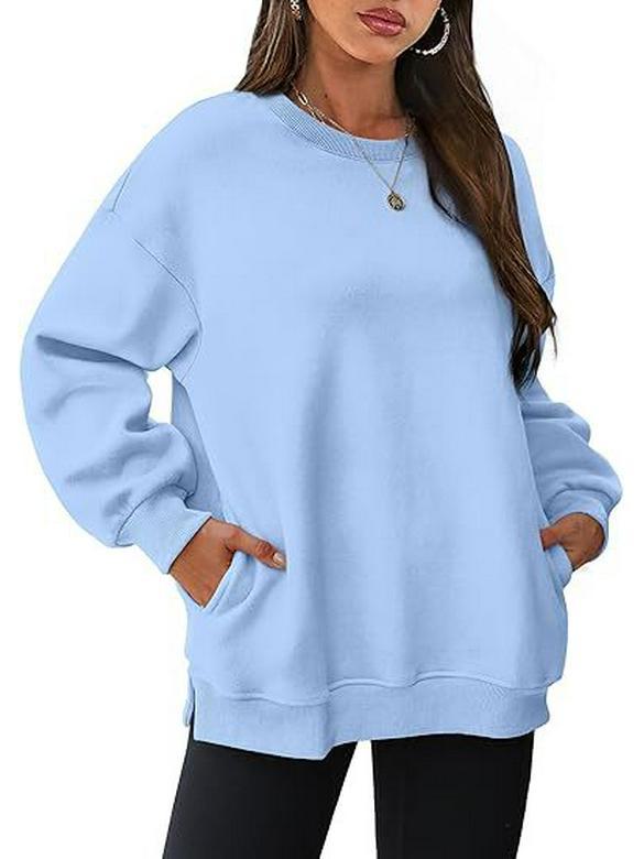 Women's Oversized Plus Velvet Round Neck Pullover Sweatshirt
