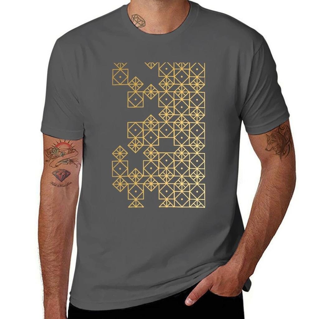 Geometric Gold TShirt Work Outdoor TShirt for Men