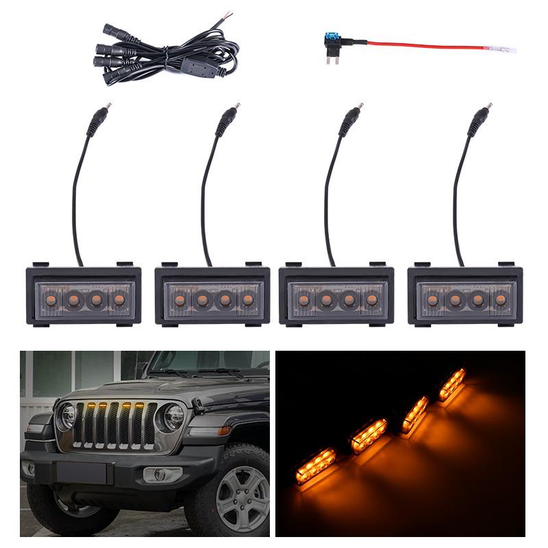 RGB Daytime Running Yellow Grille Light for Jeep Wrangler JL 2018-2023 (App-Compatible)