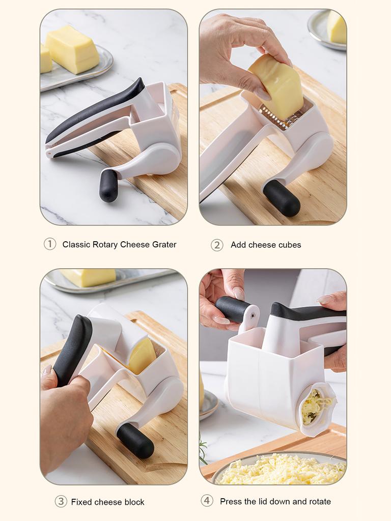 Classic Rotary Cheese Grater - Handheld Grater - Can Be Used for Hard Cheese, Chocolate & More - With Comfortable Handle & Drum