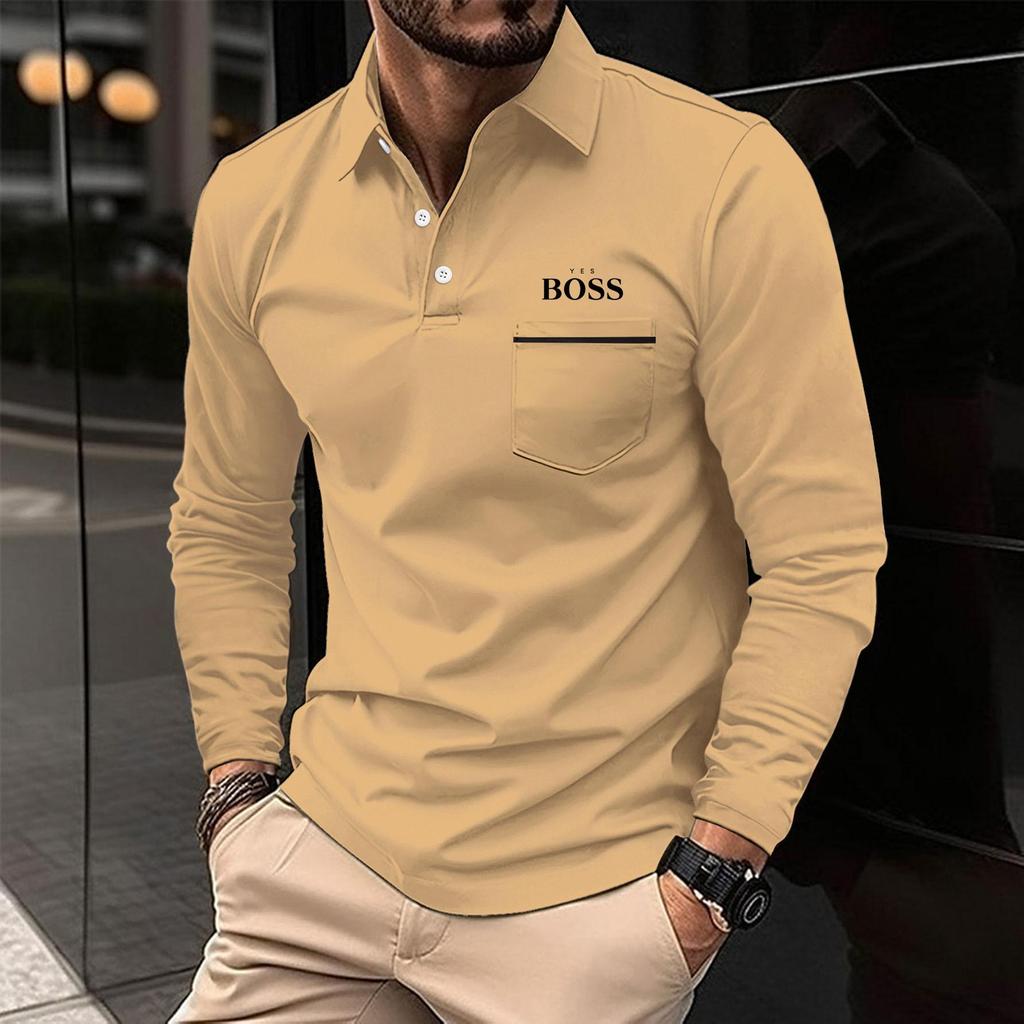Spring and Autumn Plus Size POLO Shirt Button Pocket Men's Sports Polo Shirt Large Size Polo Shirt