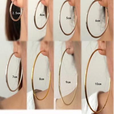 Trendy Large Hoop Clip-On Earrings for Women - Non-Pierced DJ Nightclub Style.