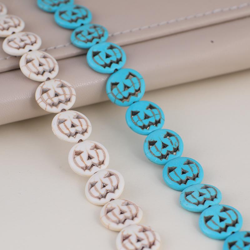 Synthetic Turquoise Halloween Pumpkin Face and Ship's Wheel DIY Jewelry Accessories – Ring Pendant Beads