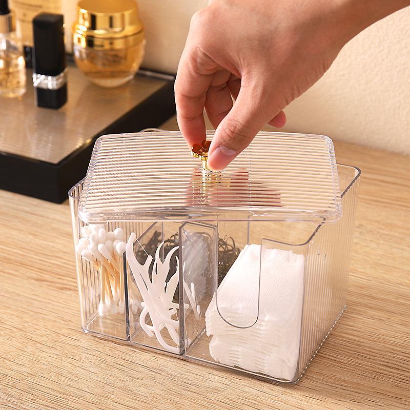 Dustproof & Waterproof Cosmetic Cotton Swab Storage Box with Cover for Dressing Tables