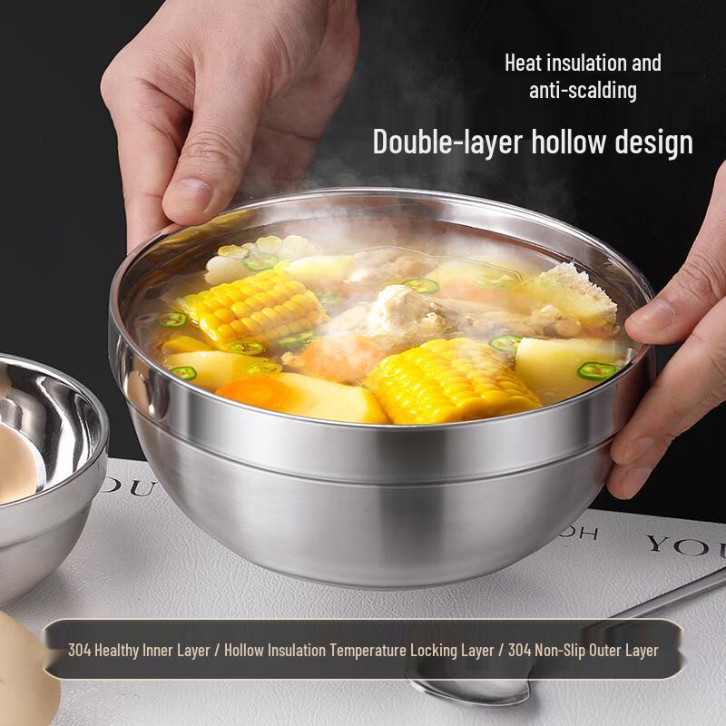 

304 Stainless Steel Double-Layer Anti-Scald Bowl