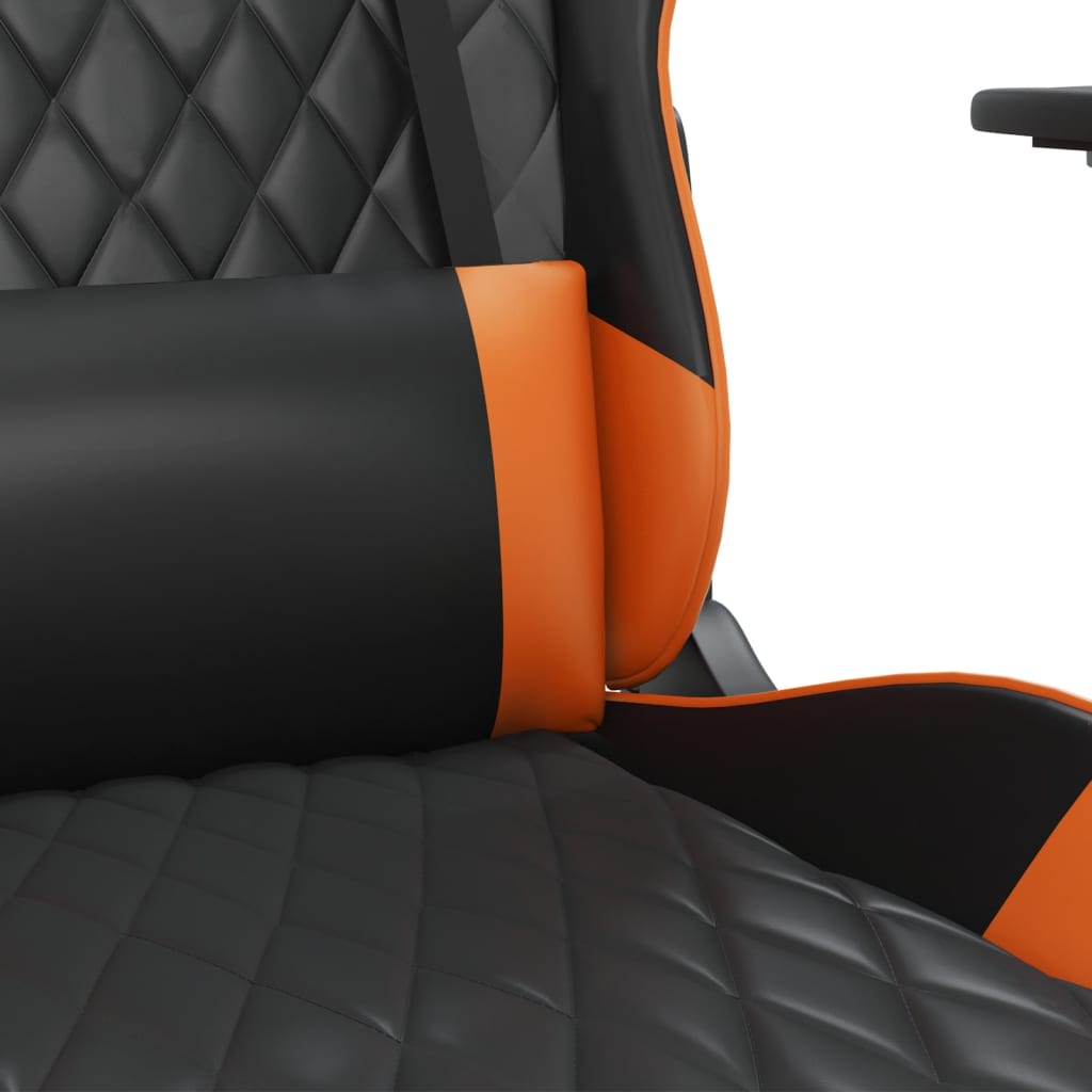 Gaming Chair with Footrest Black and Orange PU Leather