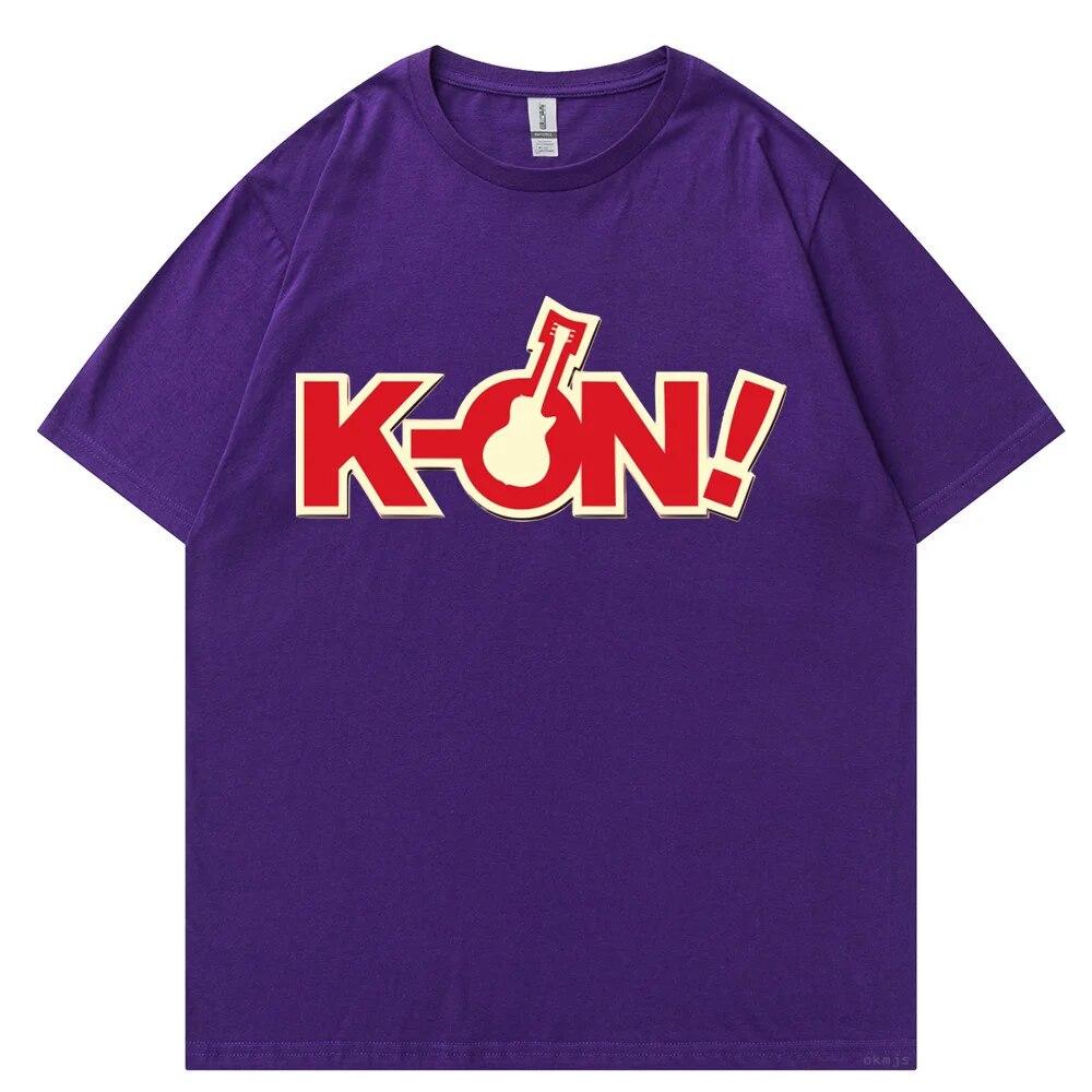 T-Shirt Unisex k-on Grafik weißes T-Shirt Vintage Grunge Japan T-Shirt Grafikästhetik Übergroßes Baumwoll-Kurzarm-T-Shirt T-Shirt