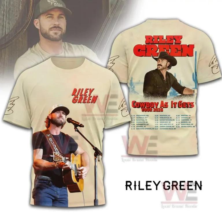 Riley Green Cowboy As It Gets Tour Shirt 3D Gift For Fan TU1623