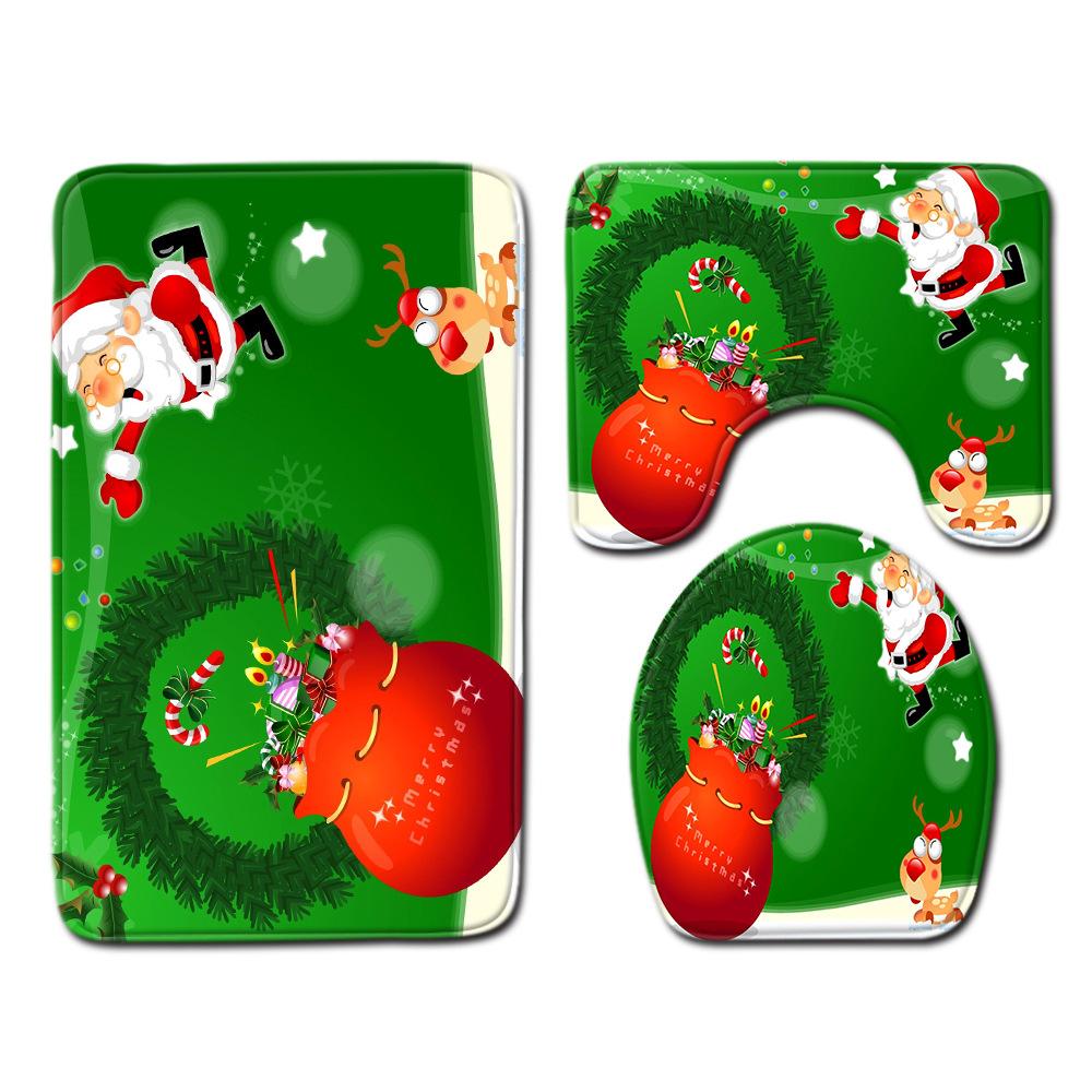 

Рождественский коврик для ванной, туалетный трехпредметный набор 45cmx75cm