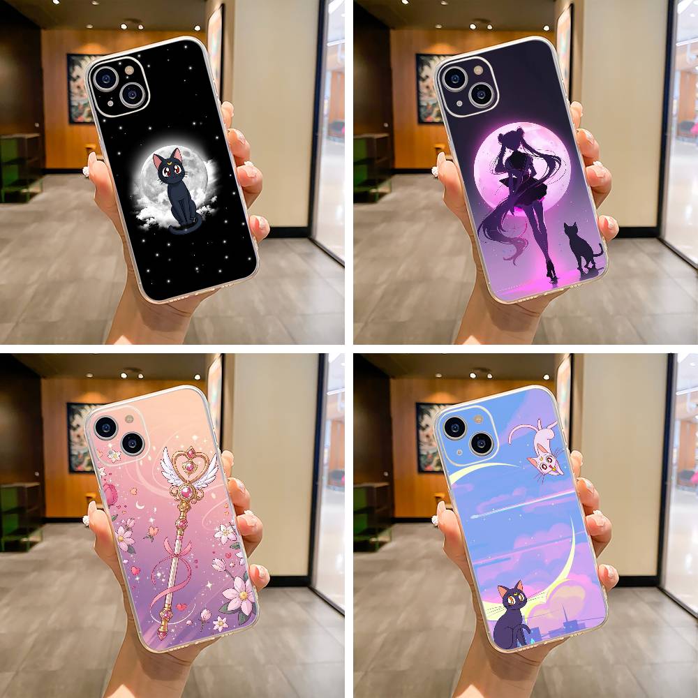S-Sailor- Moon Phone Case For iPhone17,16,15,14,13,12,11 ,Pro Max,16/15/14 Plus Transparent Cover