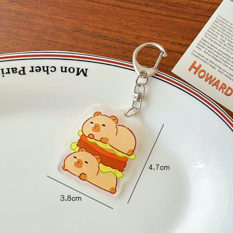 Niedliche Cartoon-Acryl-Capybara-Schlüsselanhänger, Geschenke, Spielzeug-Anhänger, Kapibala-Schlüsselanhänger, Schlüssel-Zubehör, lustige Autoschlüssel