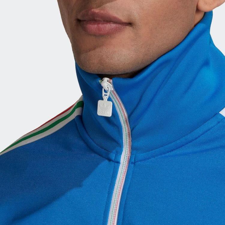 Adidas Originals Trefoil Stripe Logo Print Zip-Up Track Jacket Men Jacket Blue HK7411