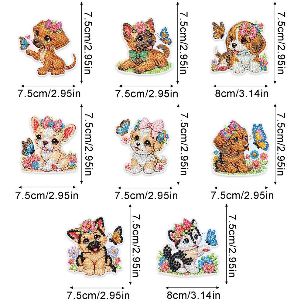 6Pcs Animal Pattern DIY Diamond Art Refrigerator Magnet Crystal Sparkling Diamond Magnets Set for Holiday Festive Parties