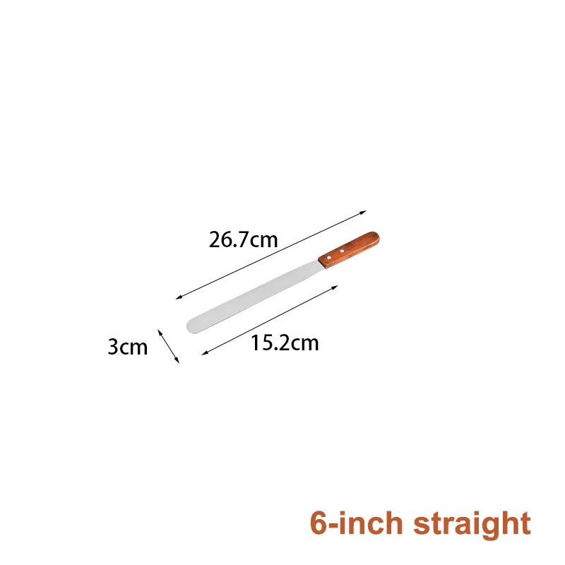 Cake Butter Spatula 6-Inch 8-Inch 10-Inch Wooden Handle Stainless Steel For Smoothing Unmolding And Baking Tools