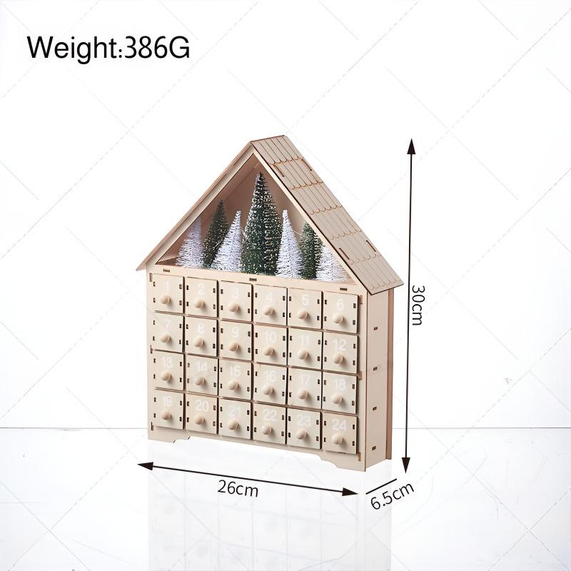 Advent calendar wooden luminous Christmas decoration LED light 24-day countdown calendar ornaments c