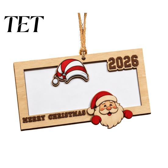 Rustic Christmas Party Favors Wooden Money Holder, Personalized Cash Gift Wallet with Santa Indoor Outdoor Seasonal Decor Design, Creative Tree