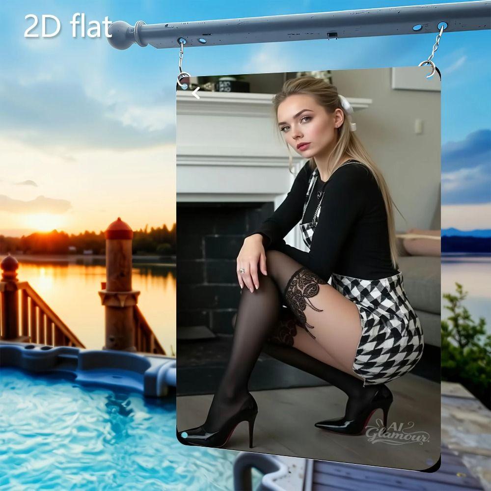 Fantasy Metal Wall Art Decor, Girl with Goldfish, 20x30cm Bedroom Sign