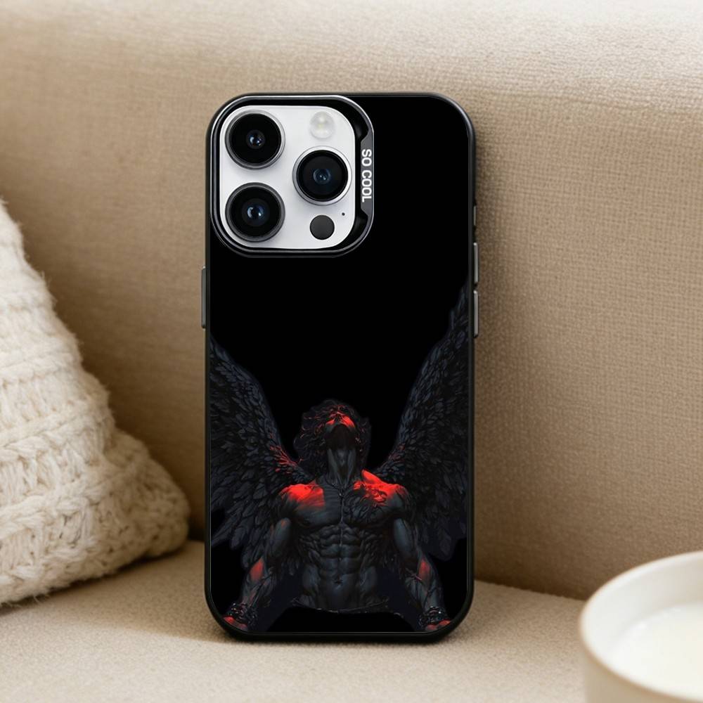 Angel Sculpture Phone Case For iPhone17, 16,15,14,13,12 Pro Max Black Candy Matte Shockproof Cover