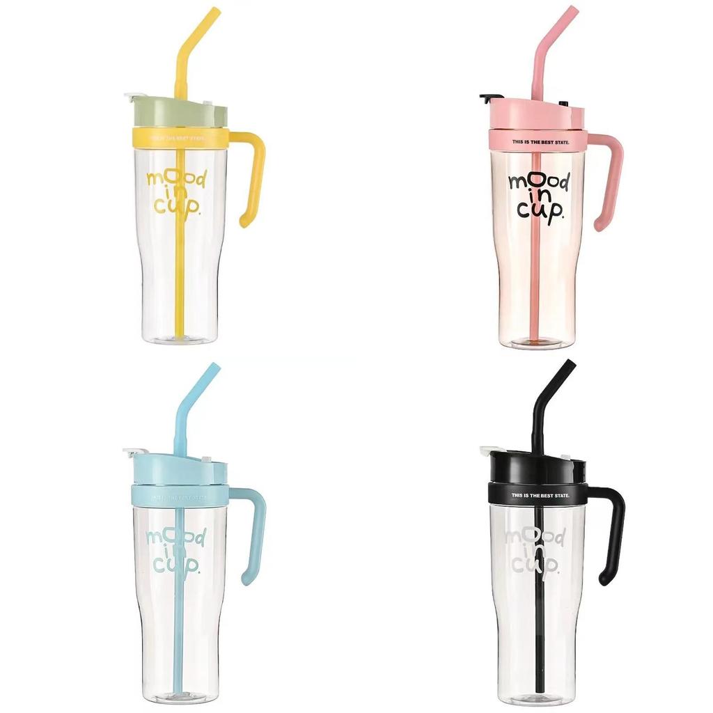Plastic Water Bottle 1200ml Large Capacity With Transparent Straw For Sports And Travel Use
