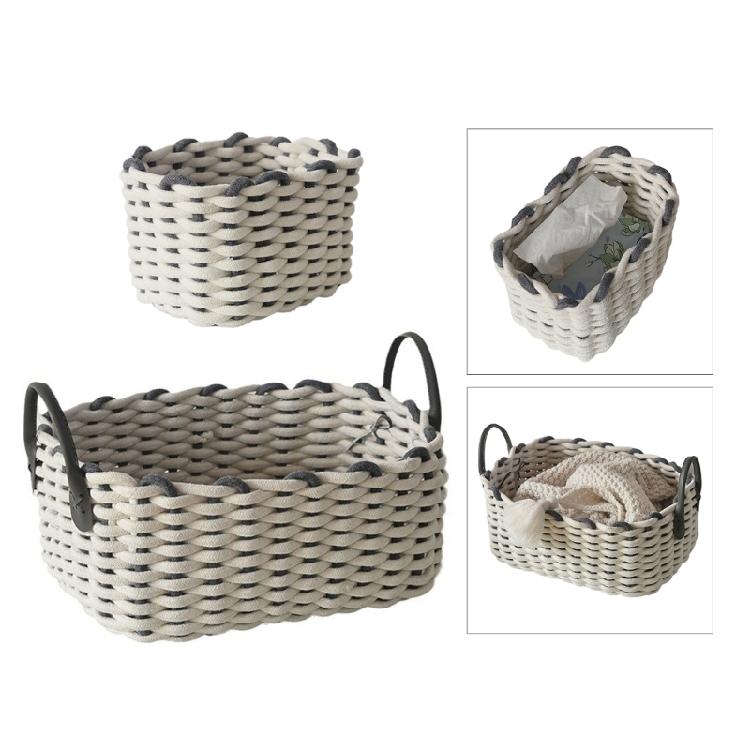 Convenient Cotton Rope Storage Basket Handwoven Cotton Rope Woven Organization Baskets Portable Storage Container