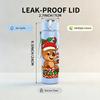 1PC Reindeer Santa Hat Christmas Pattern 750ml Color Plastic Sports Water Bottle Leakproof Flip Straw Lid Suitable for Sports Office Home Use