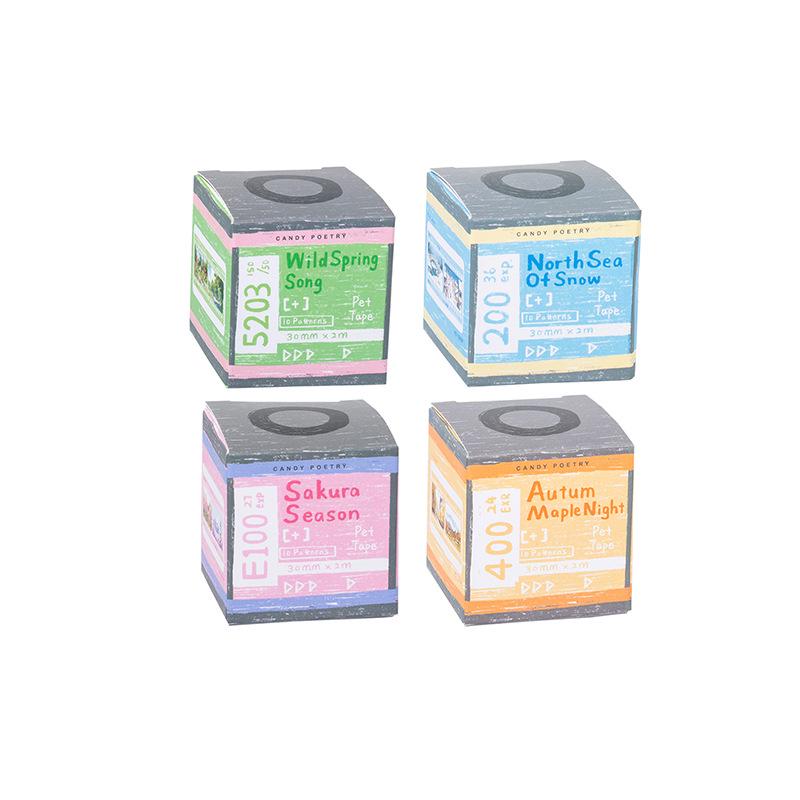 Sugar Poetry Four Seasons PET Tape Stickers - 80 Sheet Decorative Collage, 4 Style Options