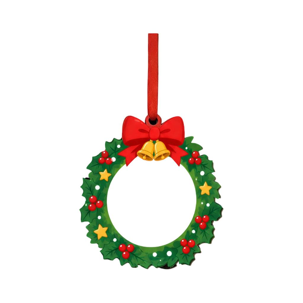 Christmas Wooden Photo Hanging Ornament for Holiday Tree and Wall Decor
