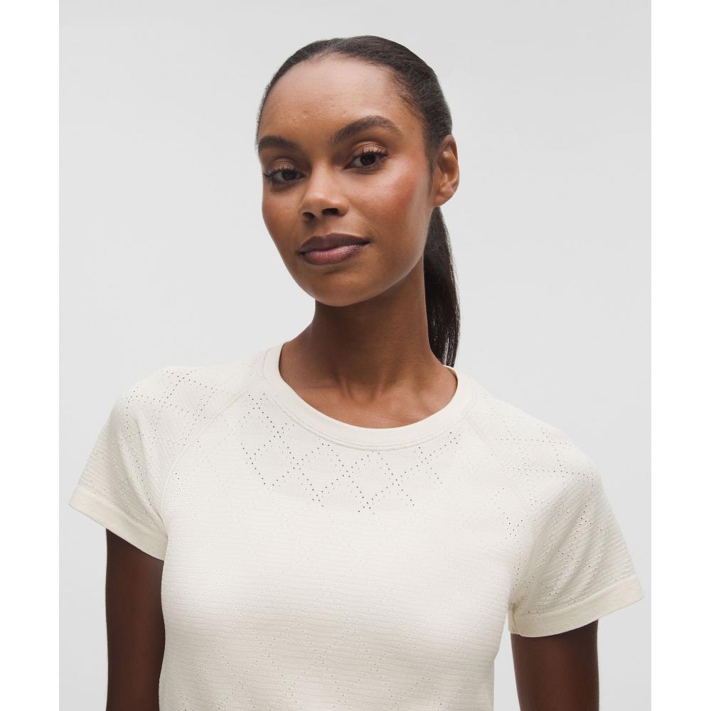 Lululemon Swiftly Tech Short Sleeve Shirt 2.0  Waist Length Diamond Drop Light Ivory