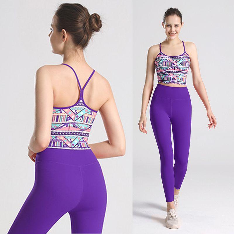 Fancy Yoga Clothes Women's Yoga Suit Nude Feel Intimates Yoga Vest Bra High Waist Seamless Ice Silk Yoga Pants